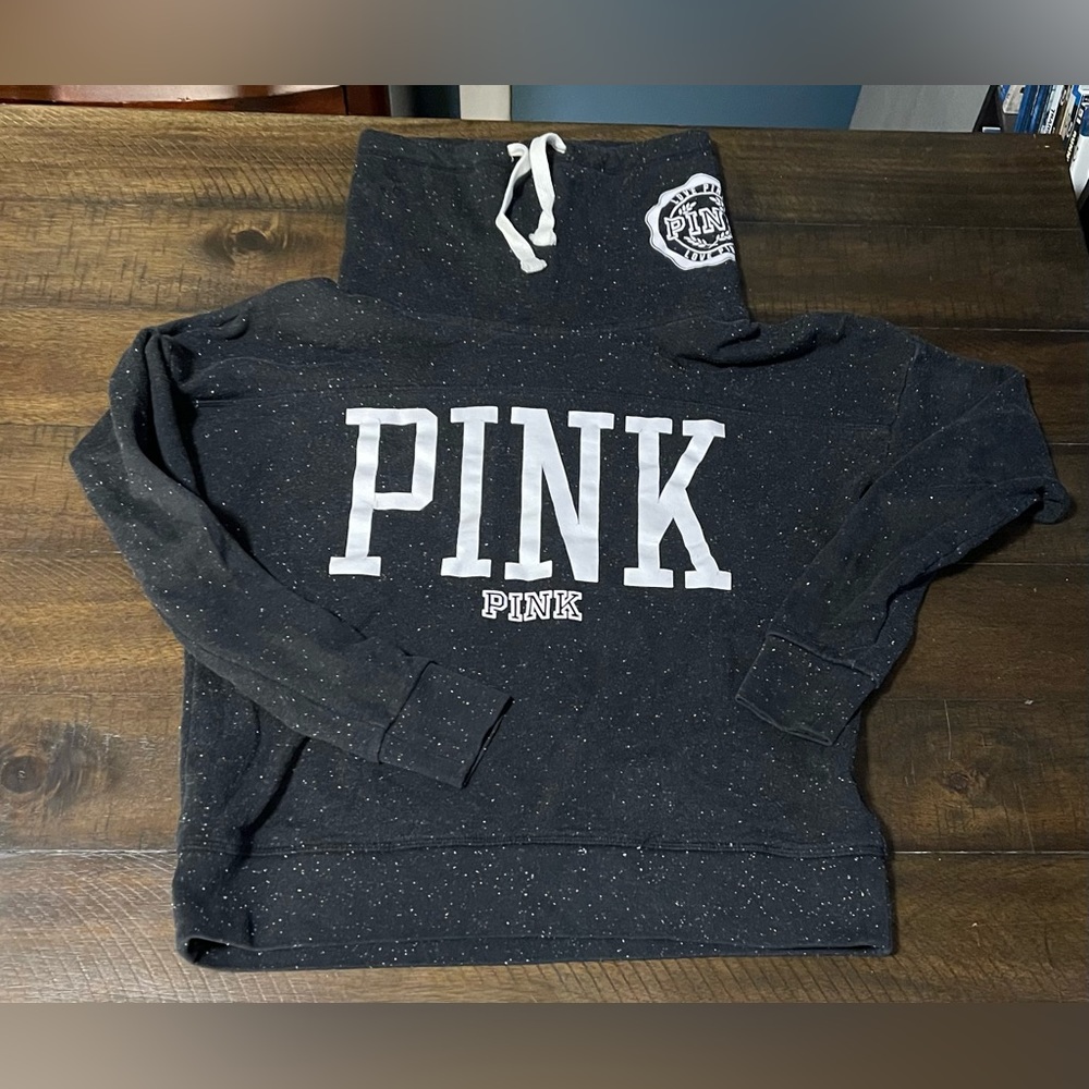 Black PINK cowl neck terry Hoodie